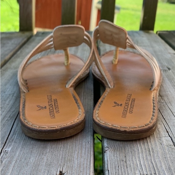 AE White/Brown Strappy Sandals - Picture 4 of 5